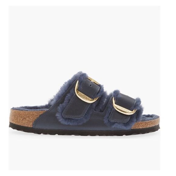 Birkenstock | Arizona Big Buckle Genuine Shearling Lined Sandals - Picture 3 of 9